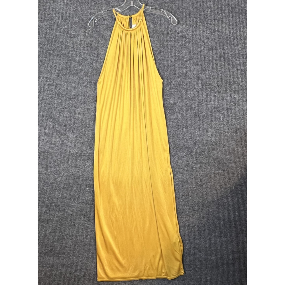 Ronny Kobo Collection Mustard Yellow Halter Midi Dress